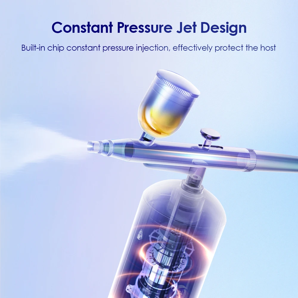 Portable USB Rechargeable Mini Electric High Pressure Oxygen Atomizer Air Compressor Spray Gun Sprayer Oxygen Injector Small Bubble Beauty Nano Skin Facial Hydration Moisturizing Skin Care Tools