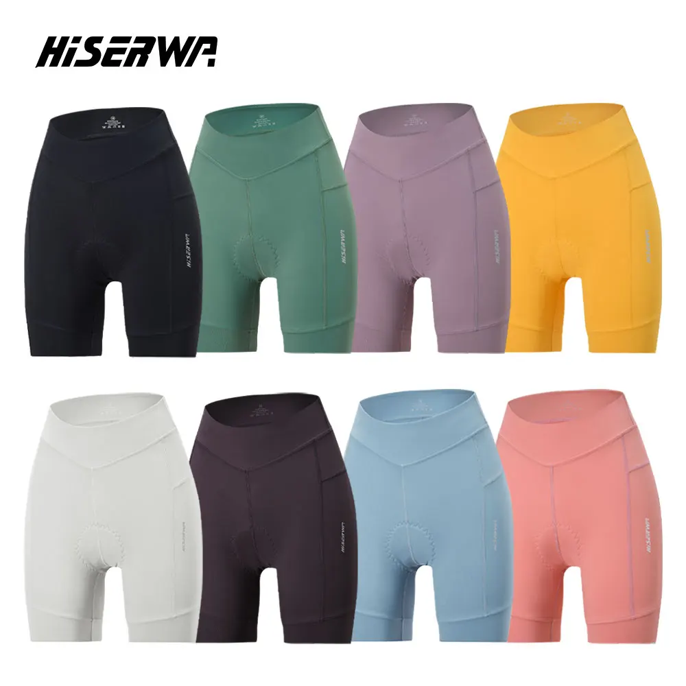 

HISERWA Women Cycling Shorts Pro Breathable Slim Sports Bicycle Shorts 6 Hours Riding Shockproof Pad MTB Road Lady Bike Tights