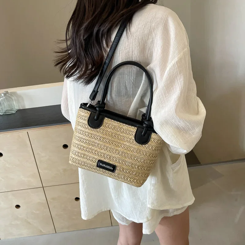 

2025 Women's New Summer Beach Vacation Hand-woven Straw Bag - Rainbow Single-shoulder/Crossbody Handbag