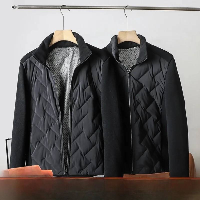 

Outdoor Men's down Jaet aphene Heating Stand Collar Du down Filling Winter Warm Casual Sle Zipper Closure Regular Fit