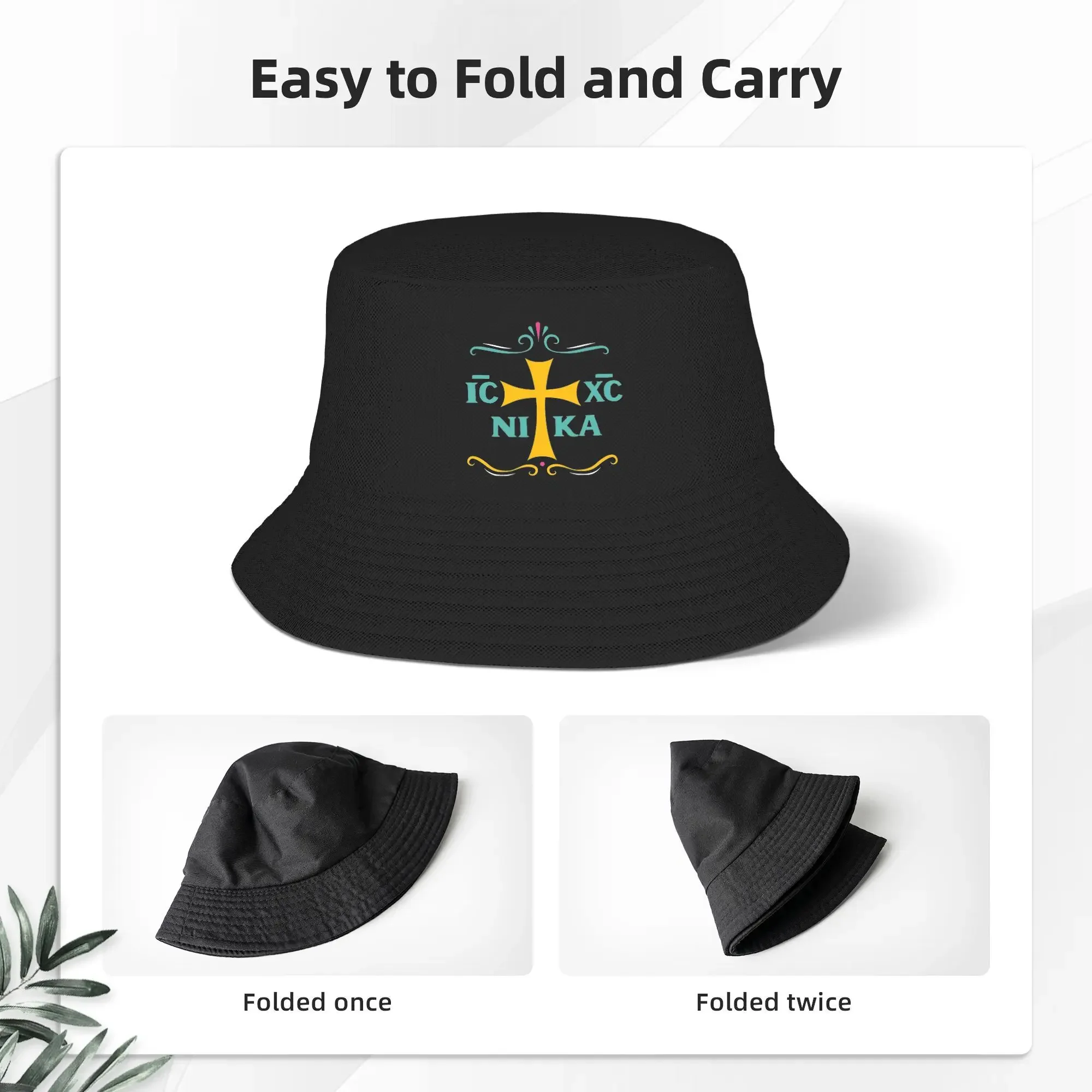 Outdoor Bucket Hat IC XC NIKA Christogram Eastern Orthodox Greek Bob Caps Cotton Fisherman  Christian God New Fishing Cap