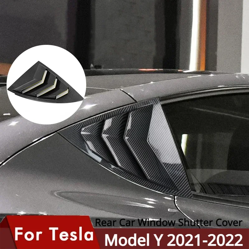 2PCS Car Rear Triangle Window Shutters Triangle Sunshade Modified for Tesla Model Y Louver Side Vent Trim Modified Accessories