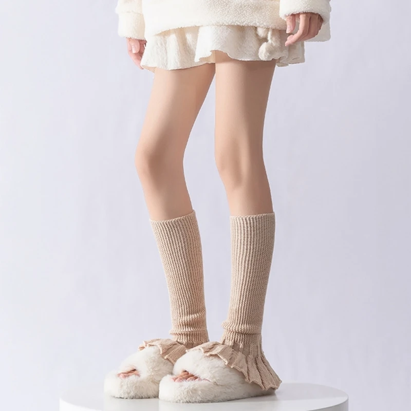 Stylish Sock Cover Solid Color Knitted Leg Warmer with Flare Designing, Girls Legwear for Daily Use and Special Occasion