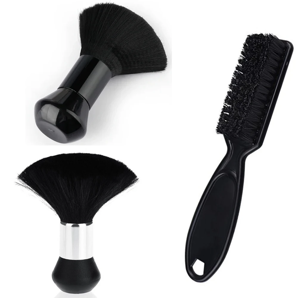 Friseur-Softbürste Schwarz, Friseur-Nackenbürste, Haarreinigungsbürste, Haarschneidebürste, Bartbürste, Styling-Kamm-Set