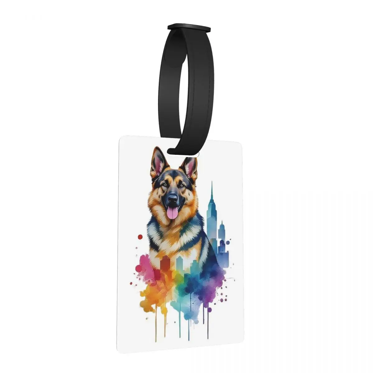 

Watercolor Portrait Of A German Shepherd Dog Luggage Tags Suitcase Fashion Baggage Boarding Tag Label Holder ID Name Address