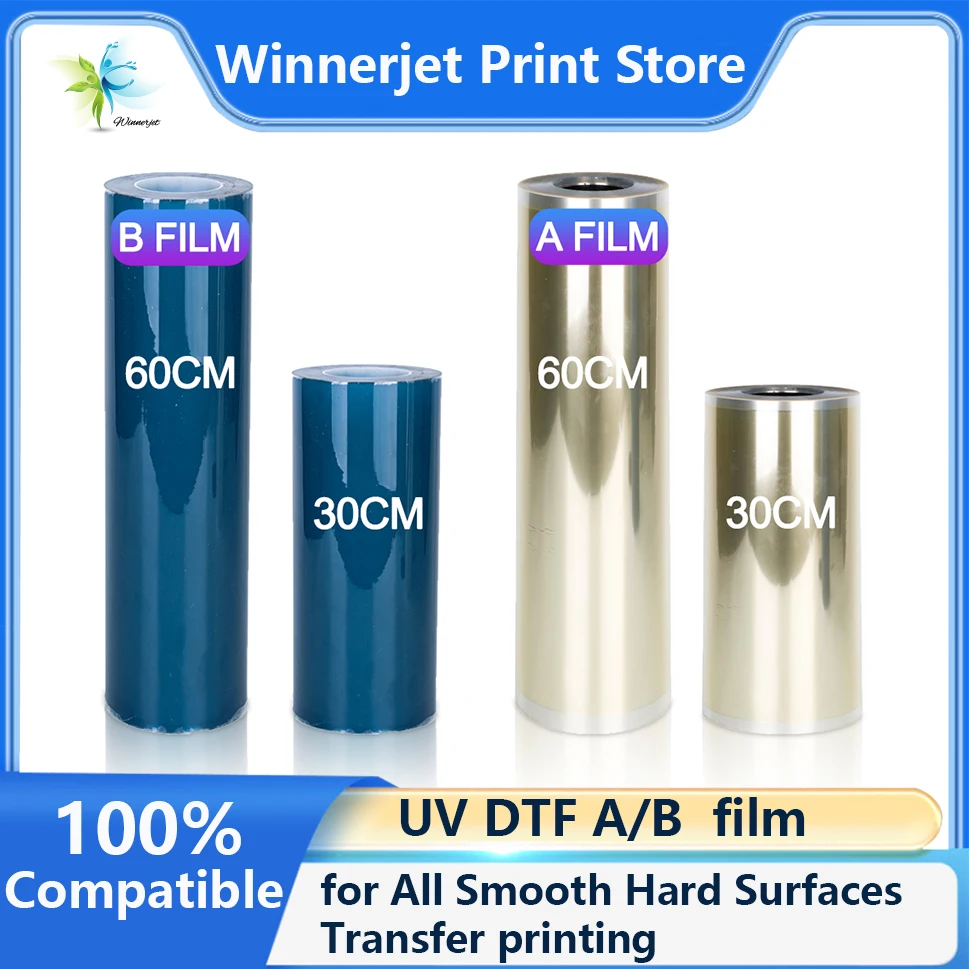 

Рулон пленки Winnerjet UV DTF AB 30 см * 100 м для всех гладких твердых поверхностей, переводная печать для принтера Epson I3200 4720 xp600 UV DTF