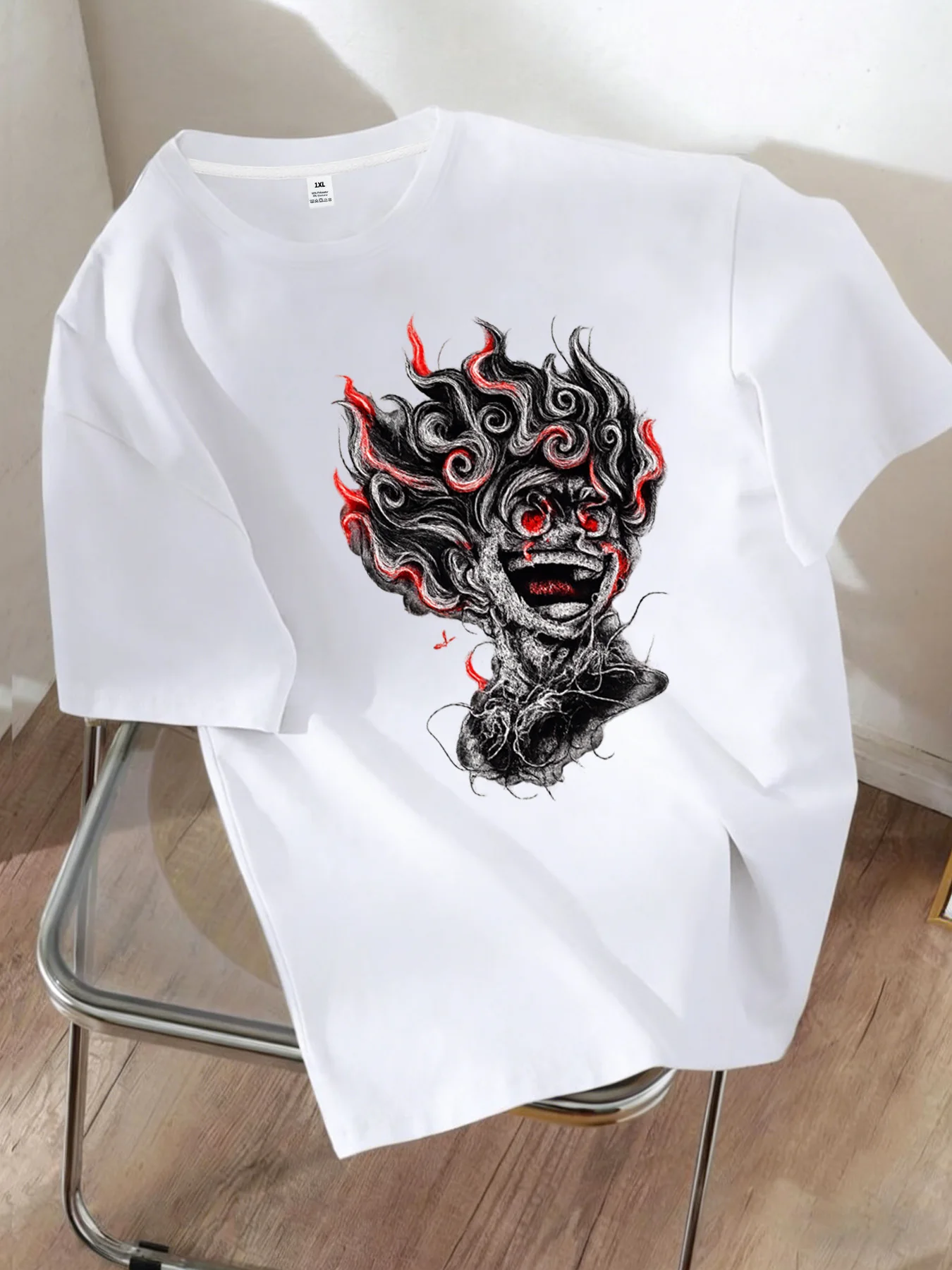 

[YJ01199]Anime Trendy Graphic Print Plus Size Women's Crew Neck T-Shirt Summer Casual Short Sleeve Top Fashionable Versatile