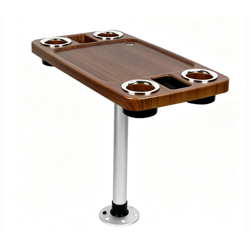 Zhicheng Hot Sale Removable Teak Lacquered Adjustable Dining Table Cross-Border RV Aluminum Alloy Movable Table Legs New Desktop