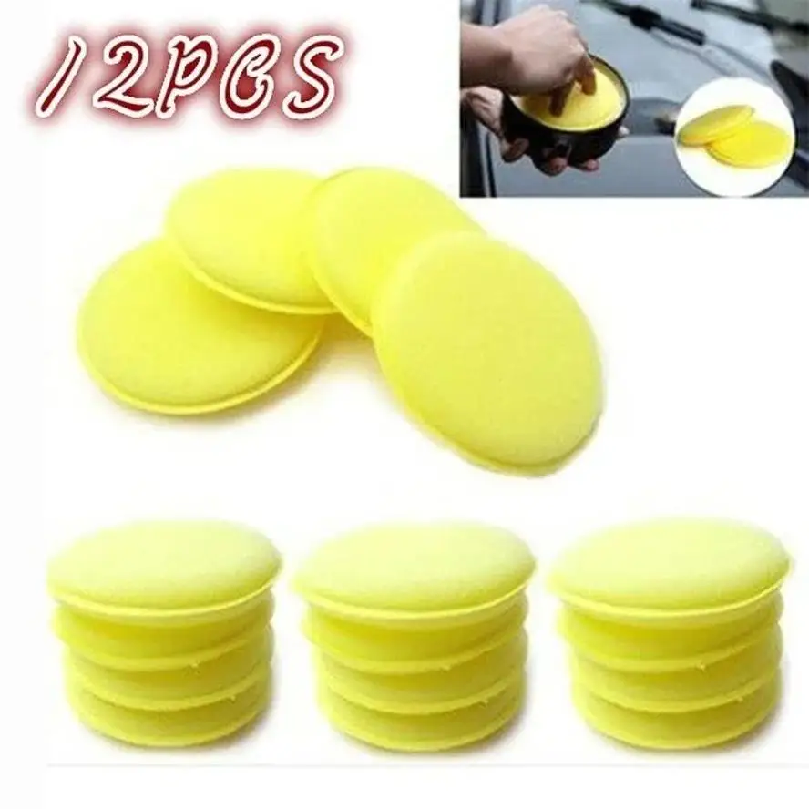 1 Set 12 Pcs Yellow Sponge Pad/Buffer For Car Detailing Care Wash Clean Car Vehicle Wax Polish Sponge Hand Soft Wax Wholesale