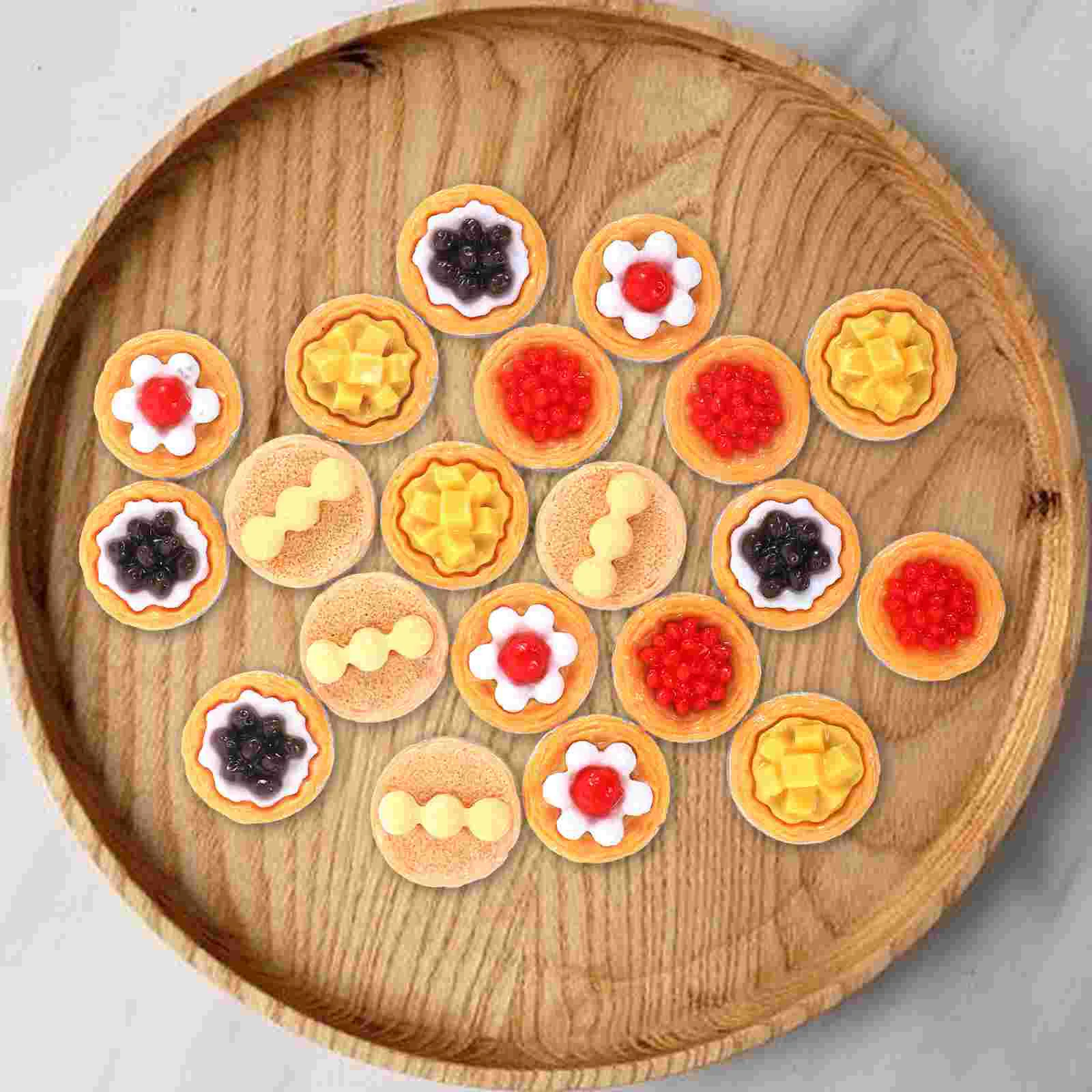 20 Pcs Shiwan Egg Tart Decoration Simulated Decorate Fake Dessert Model Artificial Food Resin Shop Display