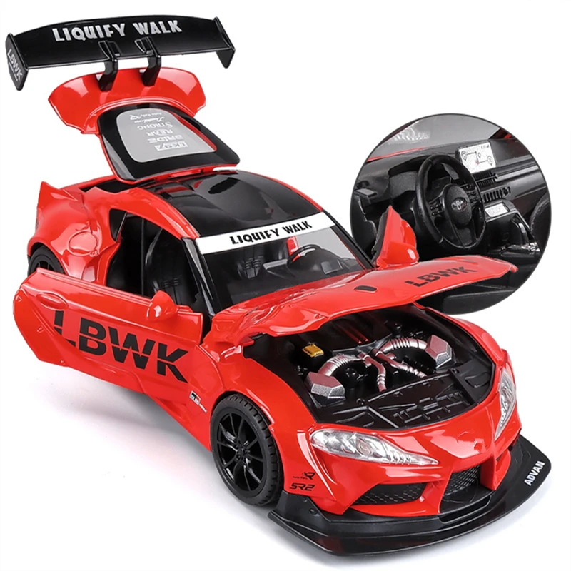 1:24 SUPRA Track Alloy Sports Car Model Diecasts & Toy Vehicles Metal Car Model High Simulation Sound and Light Childrens Gifts