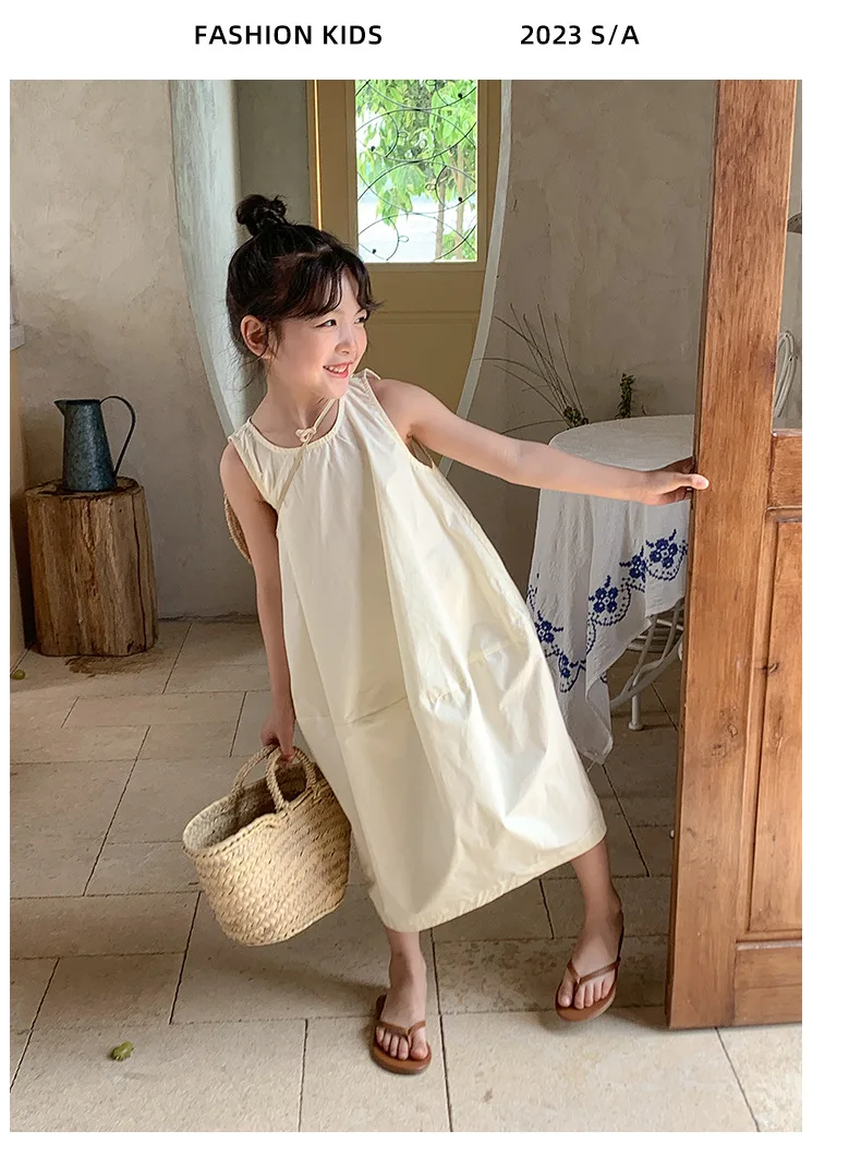 Summer Mother Kids Dresses White Color Family Matching Outfits Princess Kids Skirt Vest Skirt Korea Style