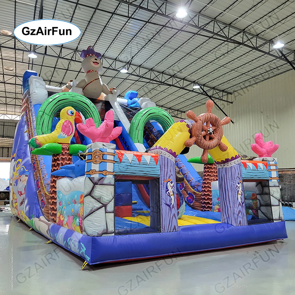 Custom Commercial Large Playground Slide Kids Bouncy Castle Trampoline Double lane Inflatable Slide Outdoor Bouncer