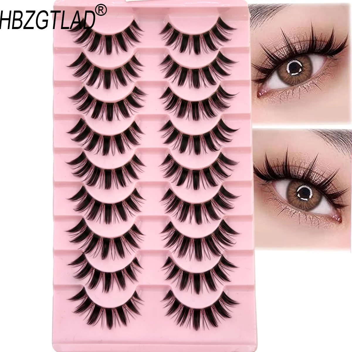 HBZGTLADFalse Eyelashes Cosplay Spiky Lashes Mink Dramatic Manga Anime Lashes Thick Fake Eyelashes Extensions Doll Strip Lashes