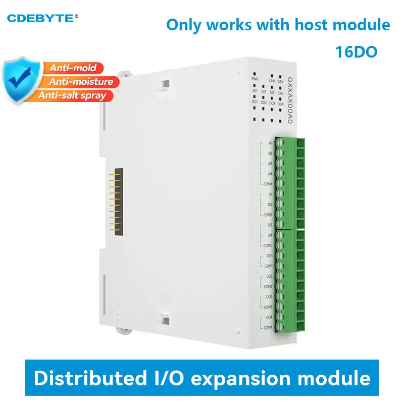 16DO Analog Switch Acquisition RJ45 RS485 CDEBYTE GXXAX00A0 Distributed Remote IO Expansion Module Modbus Fast Expansion PNP NPN