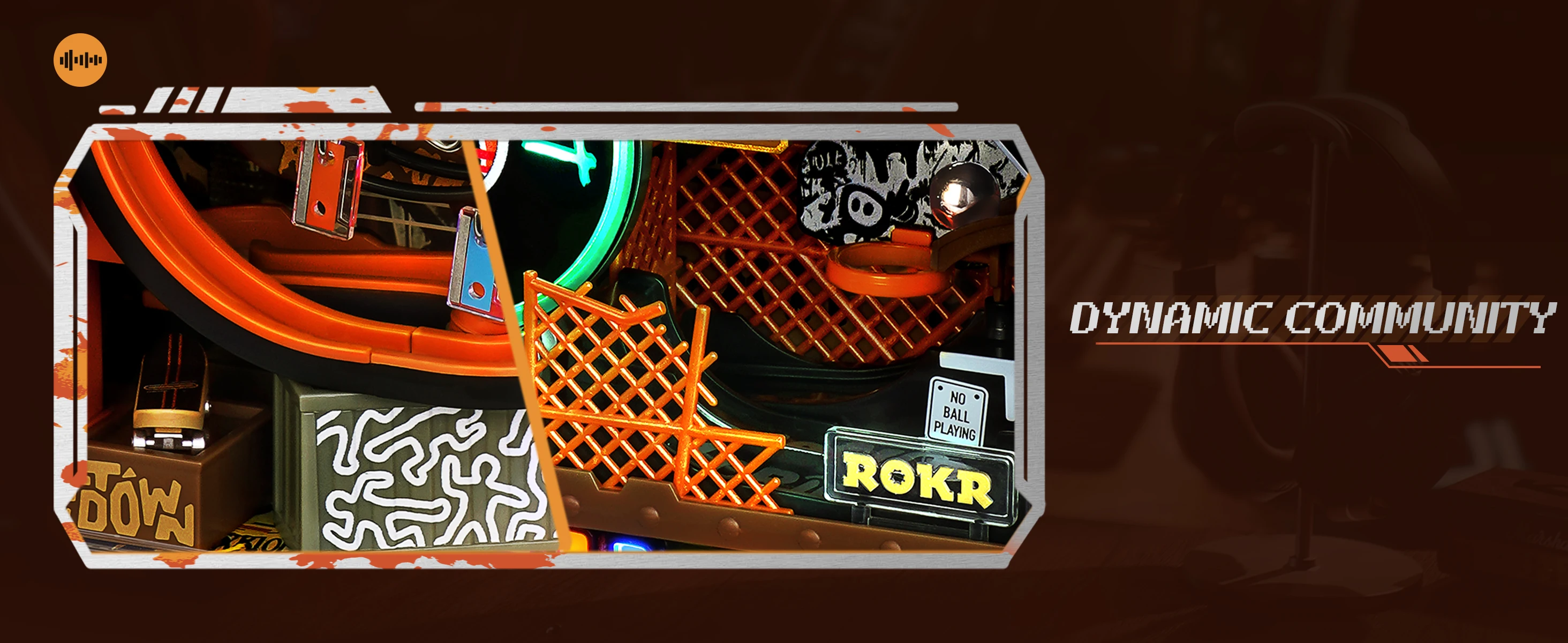 ROKR 3D Puzzle Elektrische Murmelbahn Modellbausatz Parallelwelt Hip-Hop-Straße Einzigartiges STEM-Spielzeug Schreibtischdekoration Geschenk für Jugendliche und Erwachsene – Detail 4