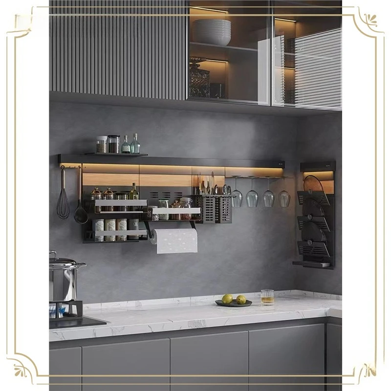 Kitchen shelf shelves wall hanging multi-functional storage hooks without punching
