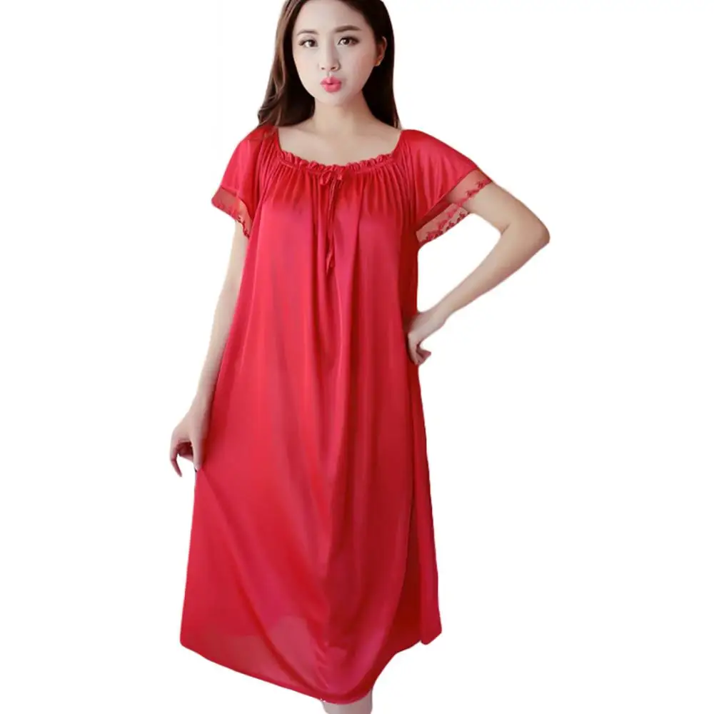 Sexy Women Nightdress Sleepwear Loose Dress Nightwear Summer Deep V Neck Home Clothes