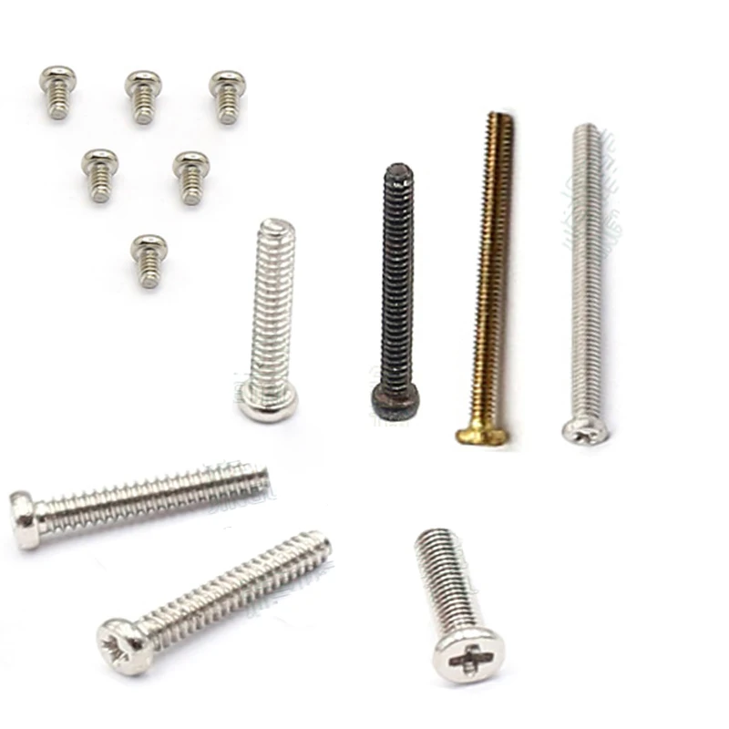 

100Pcs M1.6 M1.7*L=2.5-22mm Nickel/Zinc Plated Small Phillips Flat Countersunk Cross Round Pan Head Machine Screw Wood Bolts