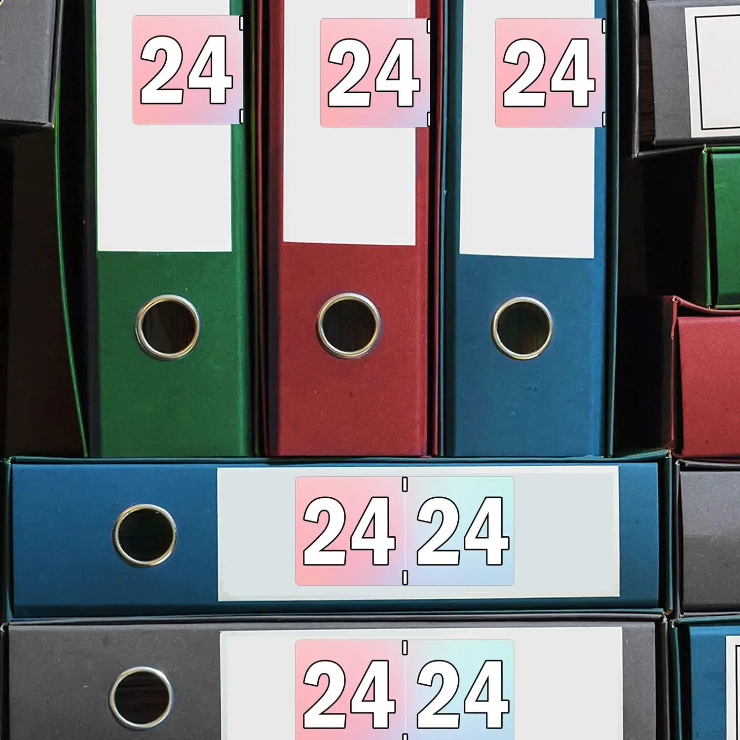 0.75 *1.5inch2024 Year Gradient Coded Colored Sticker File Folder Year Labels for End Tab File Folder Organization Office 500pcs