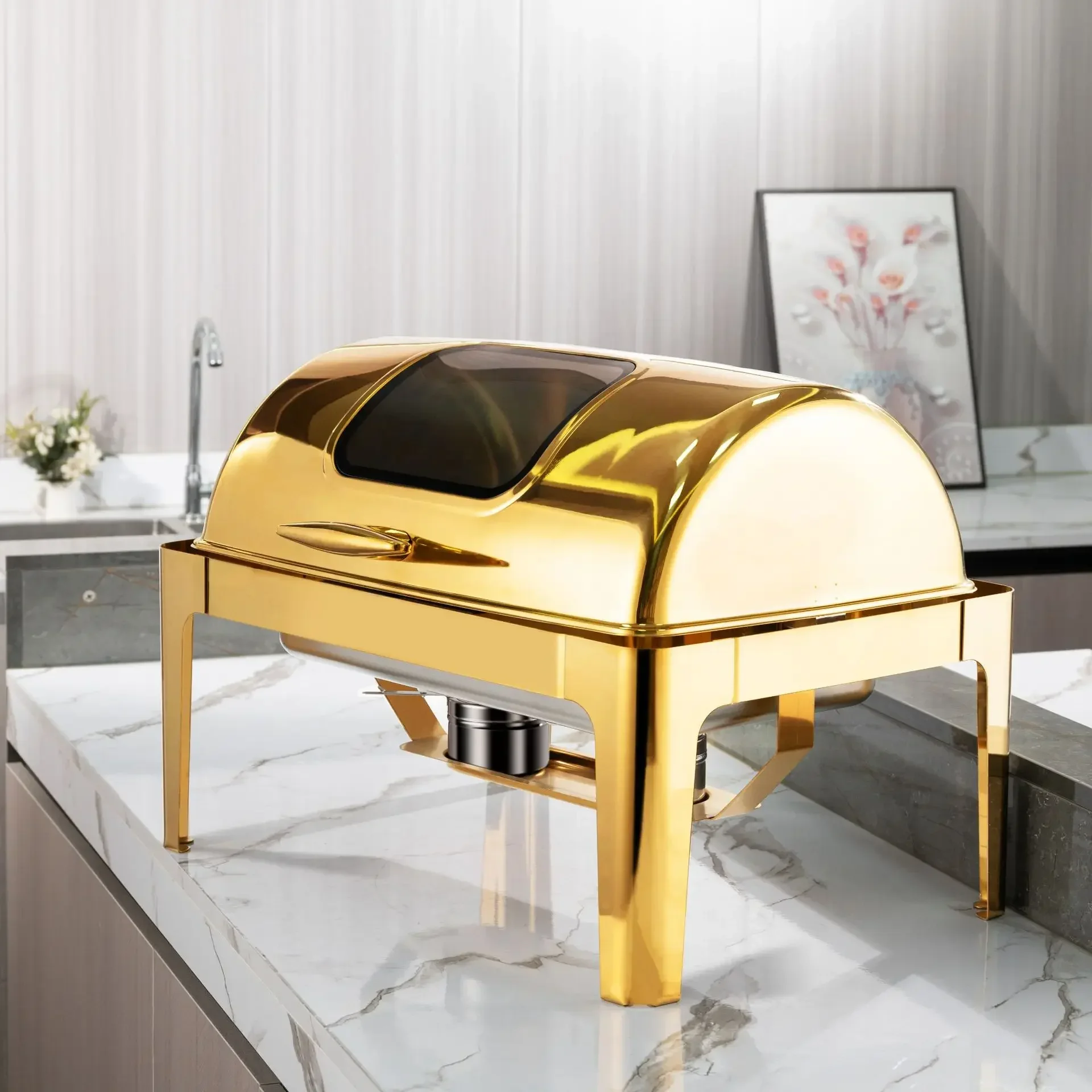 Thickened stainless steel buffet stove Square hotel insulated dining stove breakfast stove electric heating tableware