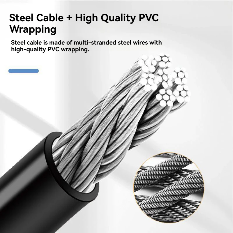 دراجة الطريق الجبلية قفل مضاد للسرقة دراجة الصلب كابل الأمان سلسلة قفل إنذار عالي الحساسية تحذير قفل أمان مع 2 مفاتيح #5