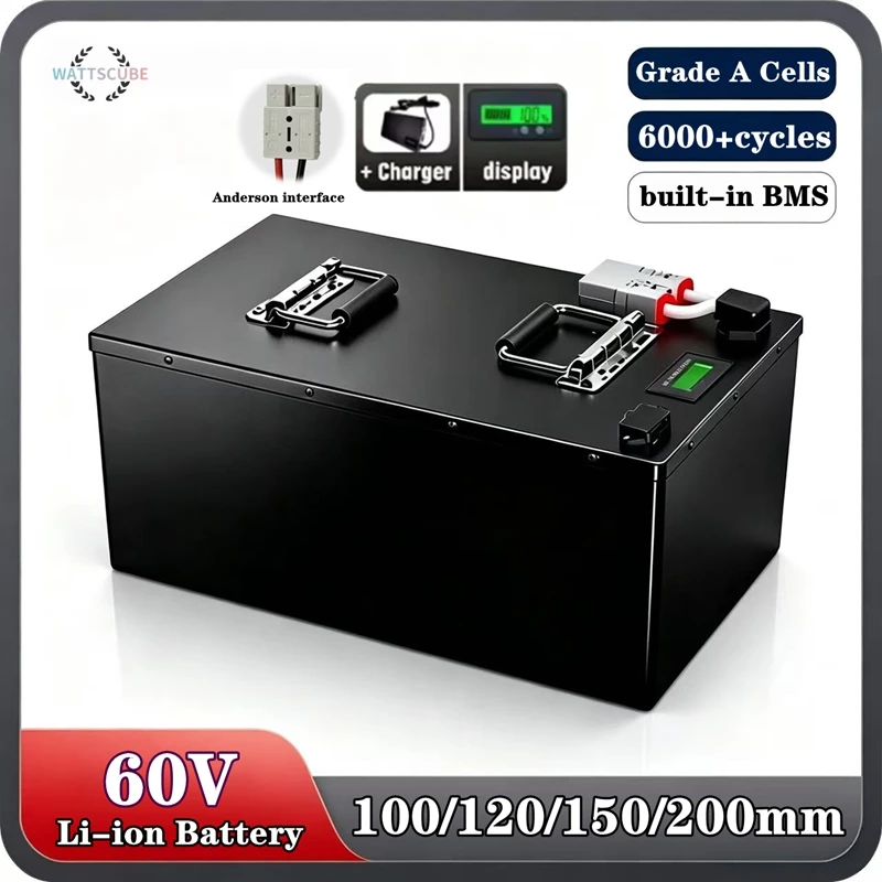High Capacity Li-ion Battery 60V 100Ah 150Ah 200Ah for Bicycle Tricycle Scooter Motorcycle Electric Vehicle