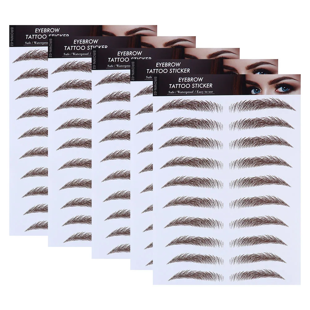 

5pcs Eyebrow Tattoos Stickers Waterproof Temporary Brow Tattoos Imitation Eyebrow Sticker Hair-Like Stickers For Sparse Light