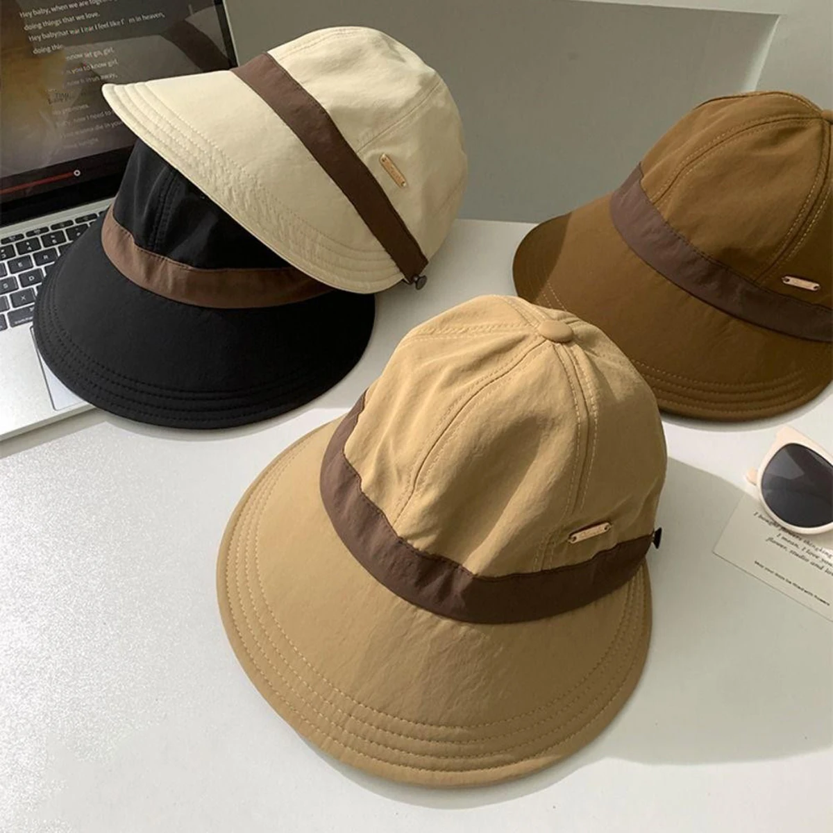 

New Quick-Drying Summer Sunblock Hat Thin Lightweight Fisherman Cap Outdoor Fashion Adjustable Wide Brim Hat UV Protection