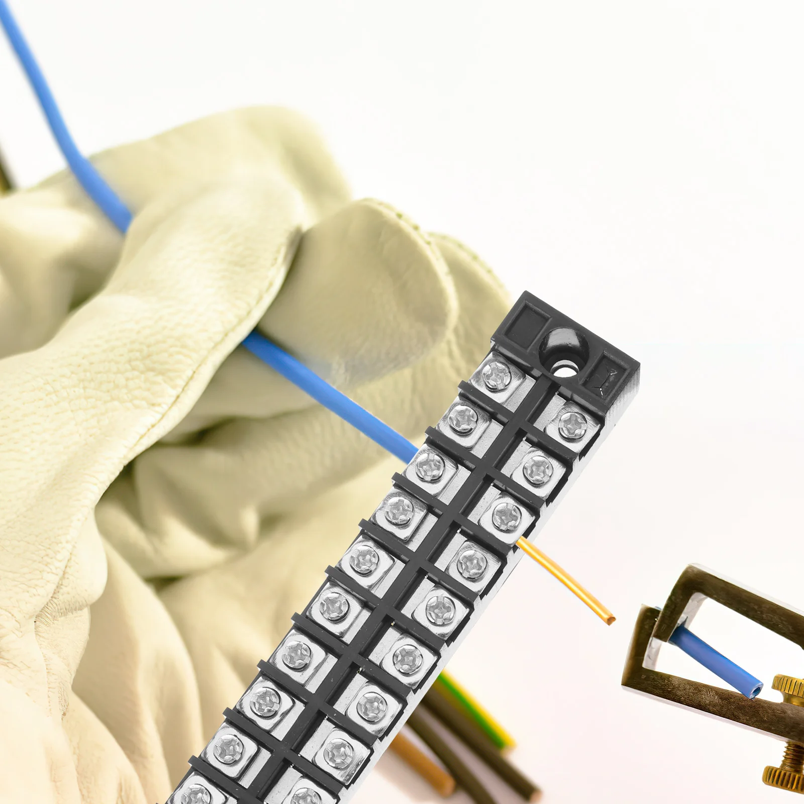 

6pcs 10-Position Terminal Block 15A Dual Row Wire Connector Removable Insulating Cover For Home Electronic Circuit Machine