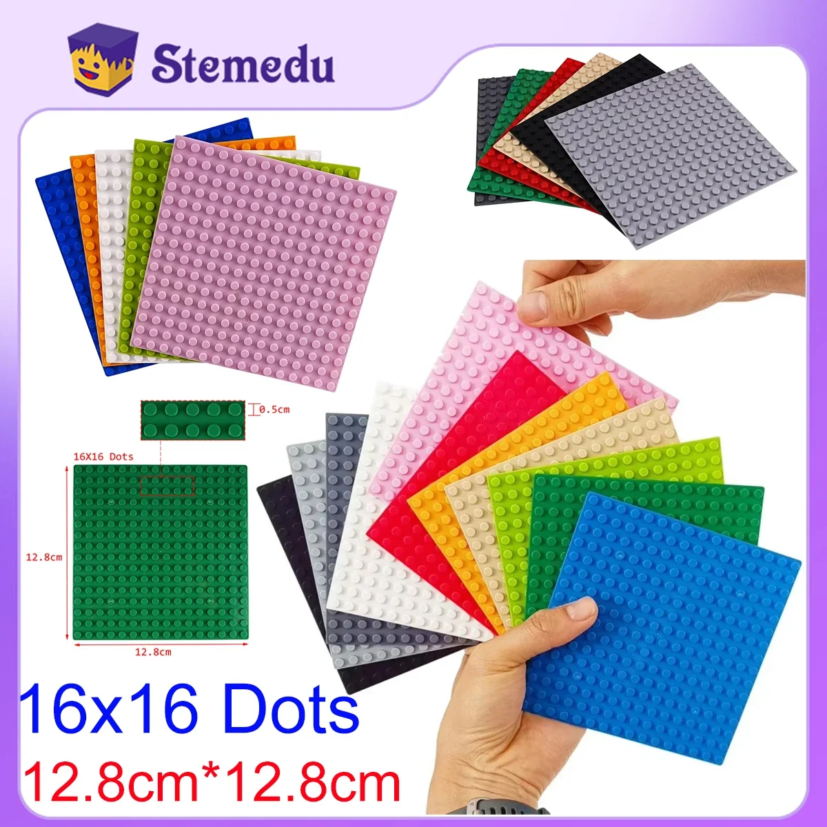 Multiple Color 16X16 Dots Building Blocks Baseplate DIY Toys Figures City Plastic Plate Classic Brick Assembly Children Kid Gift