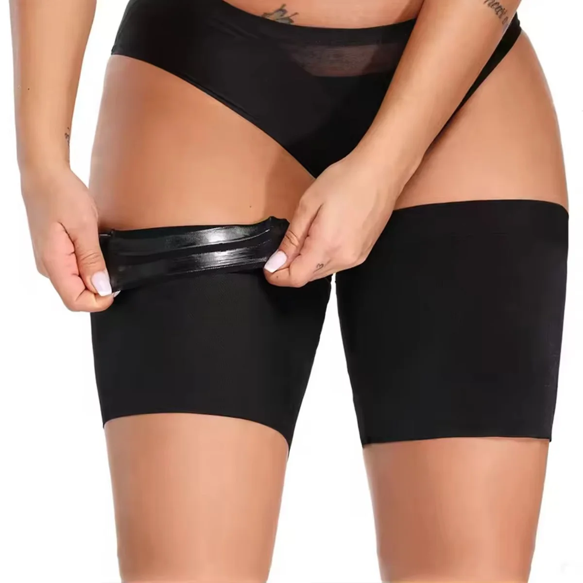2 Stück elastische Oberschenkelbänder für Damen, Anti-Reibungs-Silikon, rutschfeste Oberschenkelmanschetten, Beinbänder – Detail 5