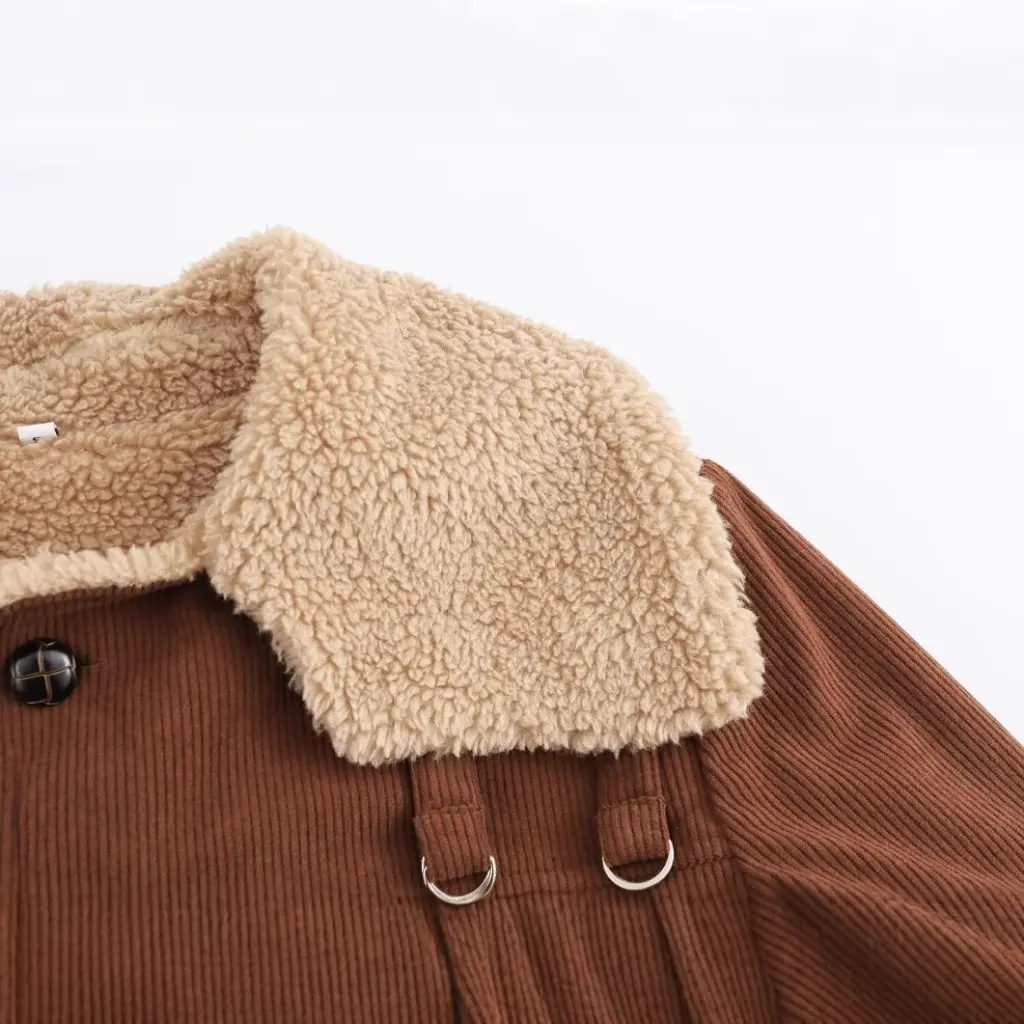 

Retro Corduroy Woolen Jacket Long Sleeve European American Fashion Women's Outerwear Spring New B481805