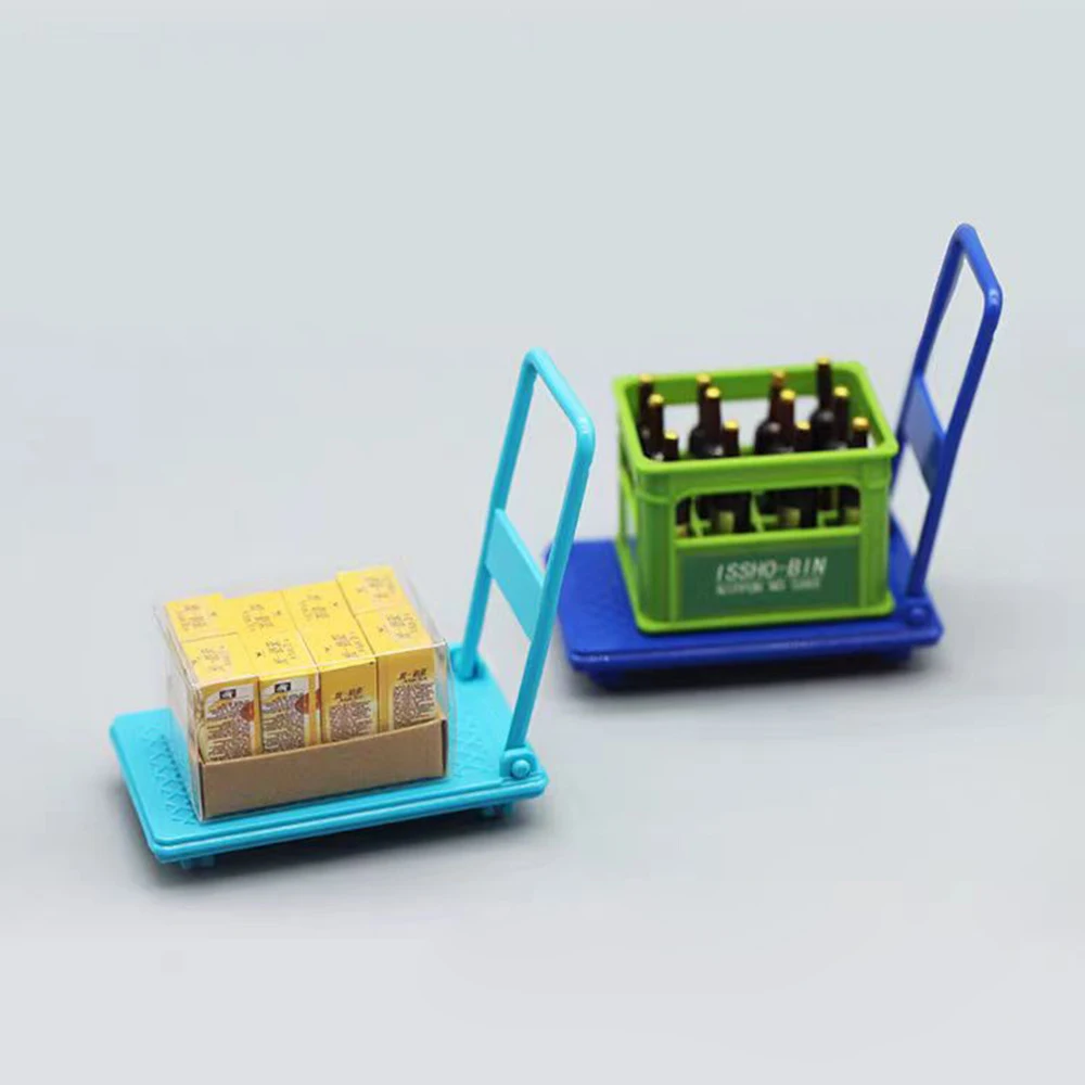 Mini 1/12 Supermarket Trolley Dollhouse Accessories Miniature Furniture Store Dining Cart For Doll House Decor Kitchen Toy Gift