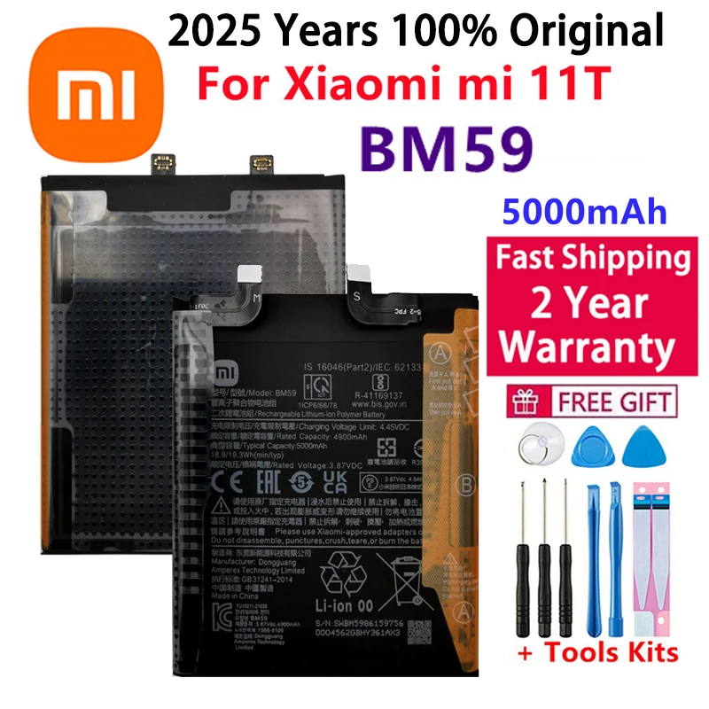 

100% Original High Quality Replacement Battery BM59 For Xiaomi mi 11T Rechargeable Phone 6000mAh Batteries Bateria Fast Shipping