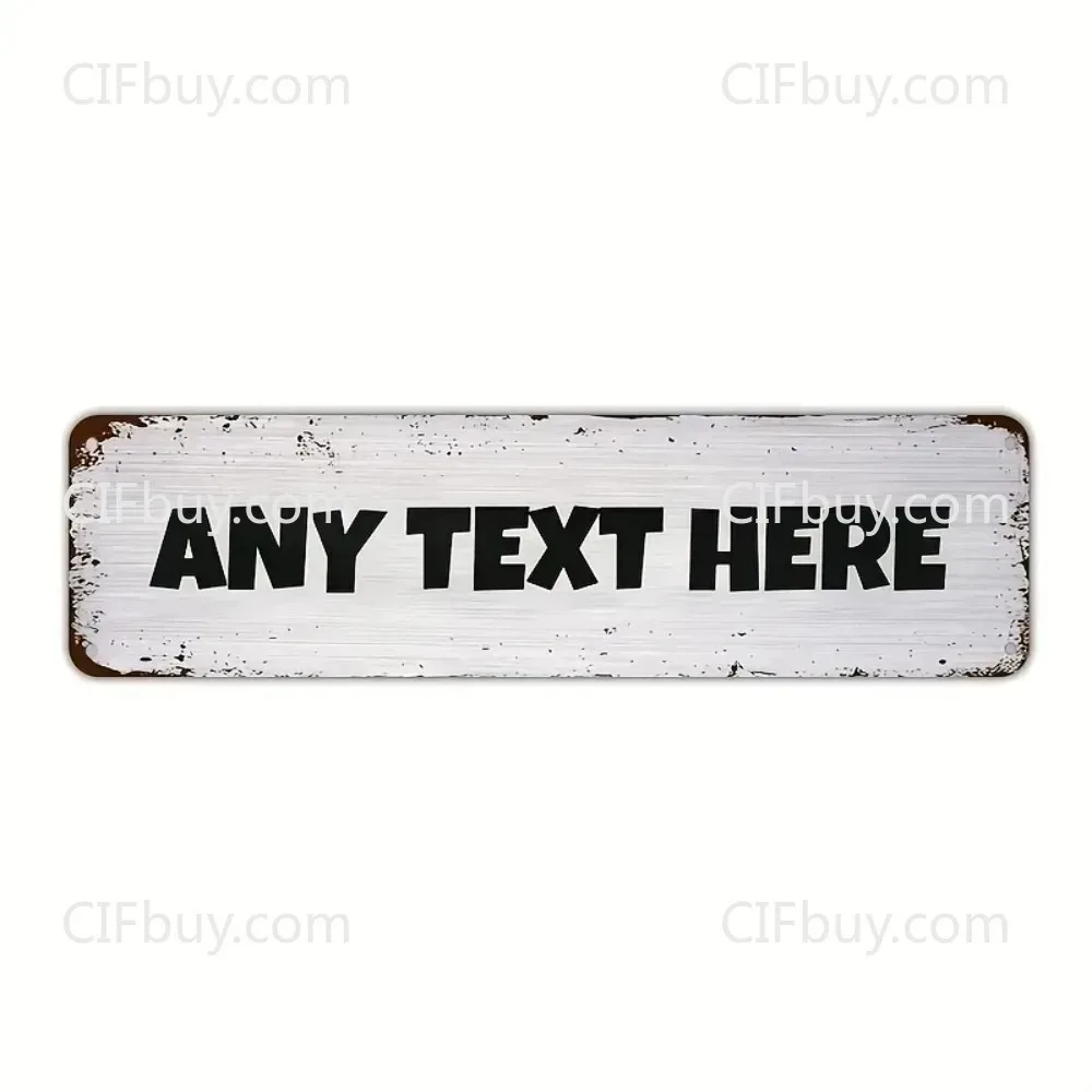 CIFbuy Customizable 2D Flat Rustic Metal Plaque,Personalized Silver‑White Rust‑Edge Custom‑Text Indoor Bedroom Wall Ornament (De