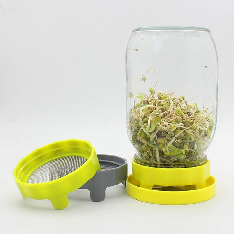 Mesh Sprout Cover Plastic Sprouting Lid Seed Crop Germination Jar Plastic Sealing Ring Lid For Jar Bottle