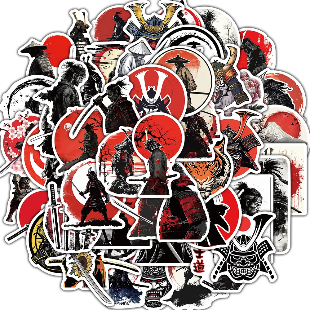 

50 шт. японские наклейки Бусидо самурай водостойкие крутые подарки DIY автомобиль гитара эстетический кофе ноутбук телефон наклейки для ноутбука