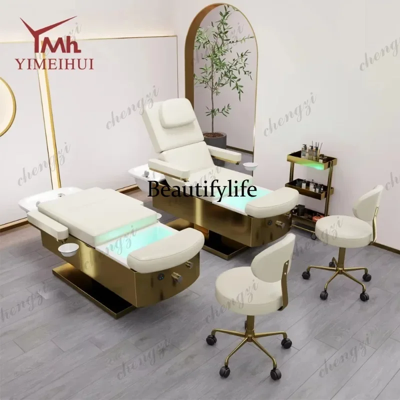 M138 TTT 3 in 1 Beauty Professional Luxury Design Facial Pedicure Bed Multi-Functional Face Care Beauty Shampoo Bed Wih Foot Bat