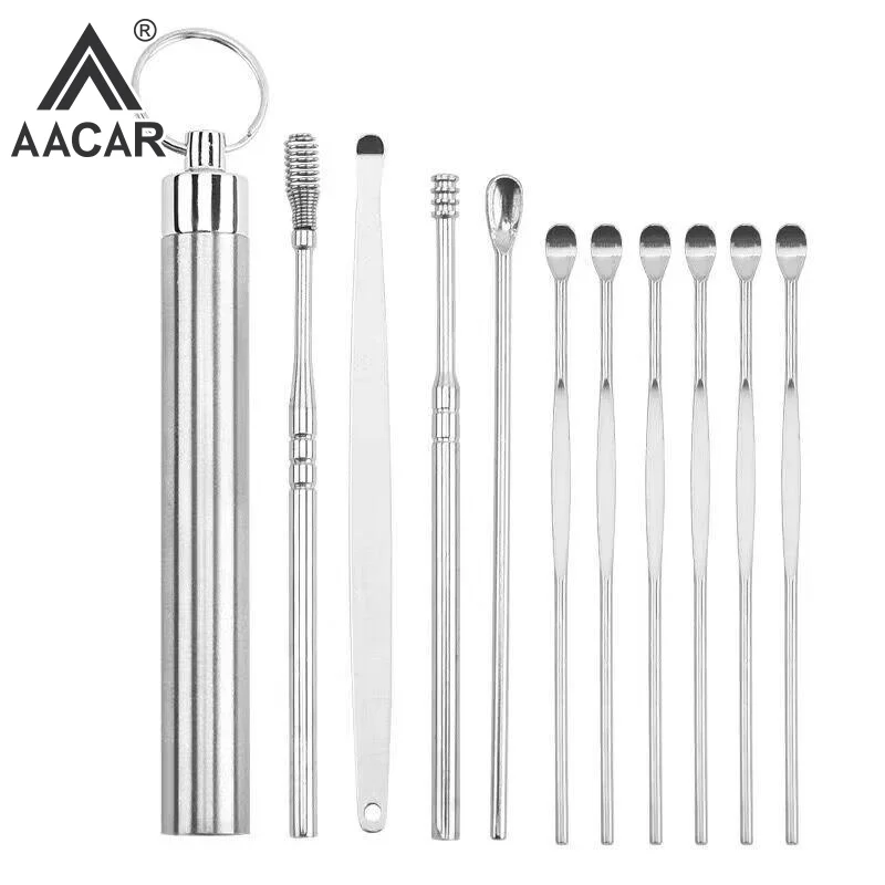 

Набор из 10 шт. инструментов для чистки ушей из нержавеющей стали: удаление ушной серы, легкое хранение