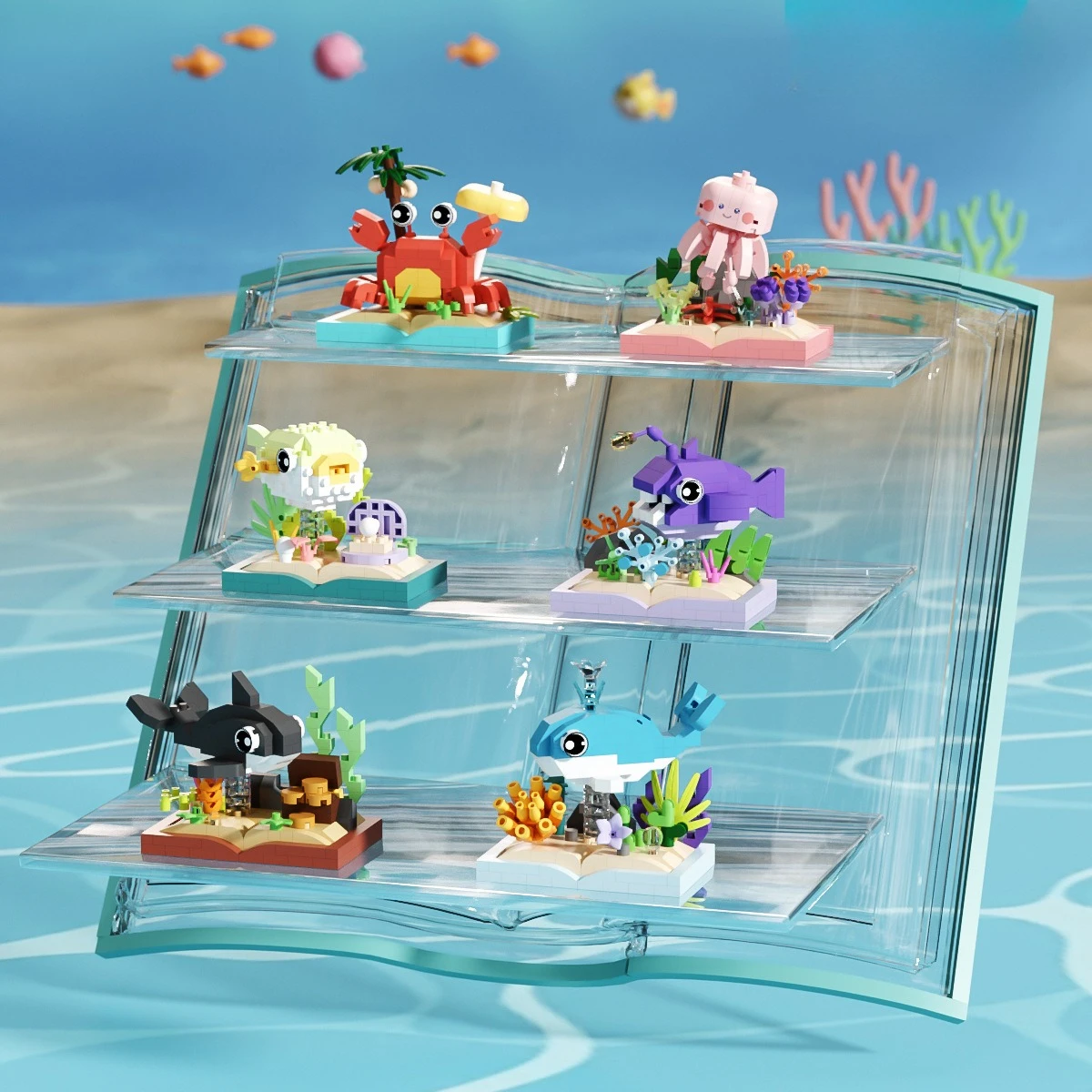 New Marine Animals Micro Particle Building Blocks Toys for Animal Shark, Jellyfish, Crab Diy Assembled Toys Puzzle Games Gifts view 2