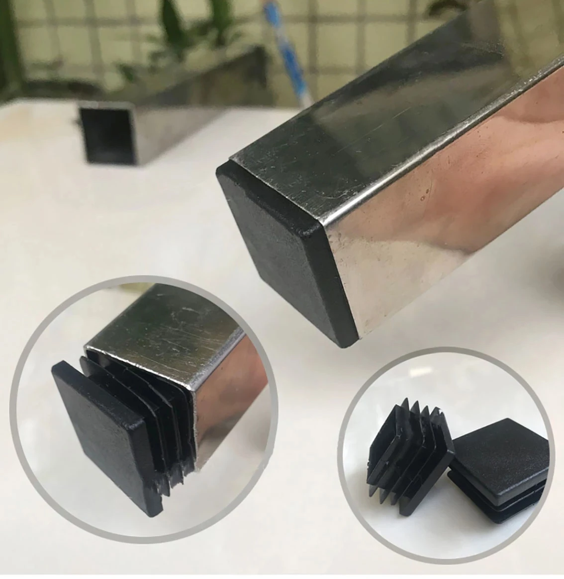 Plastic Rectangle Blanking End Cap Tube Pipe Inserts Plug Square Inner Plug Side Length10-200mm Table Chair Furniture Foot Cover