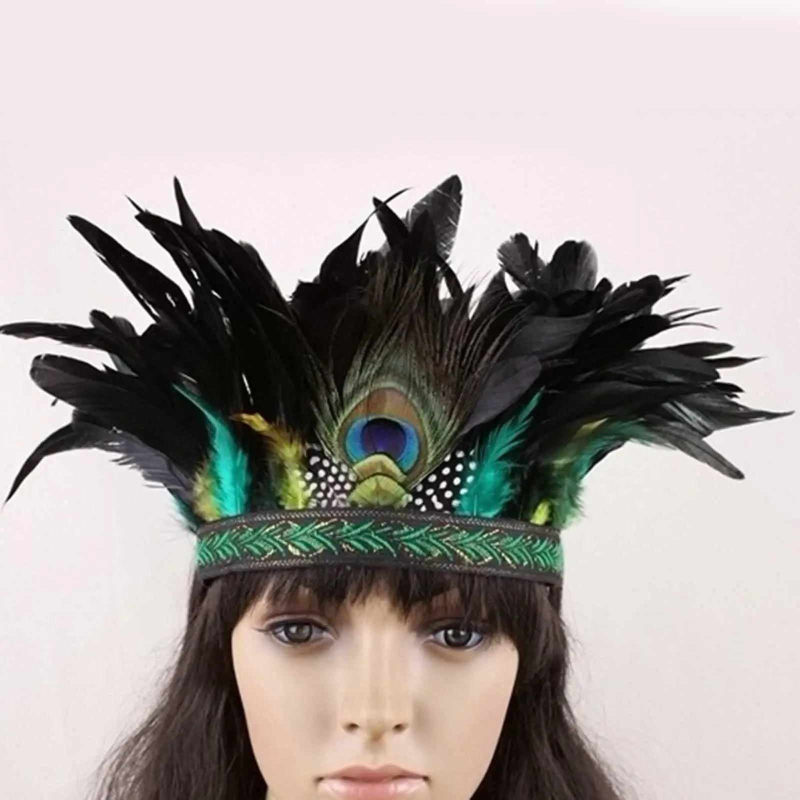 Feather Peacock Costume Accessories Crown Headband for Burlesque Party Women