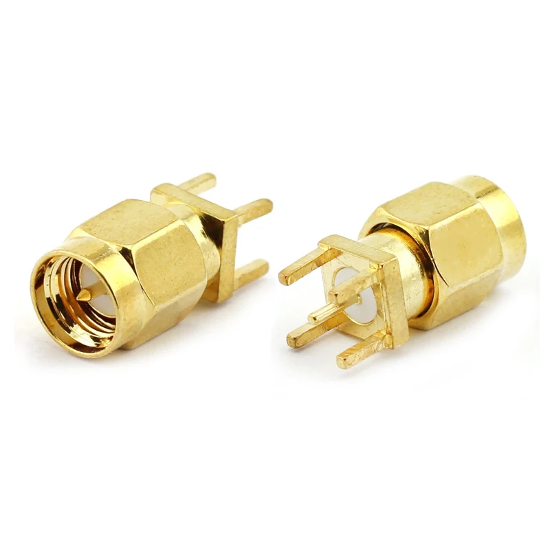 5 Stück Großhandel SMA-JE SMA-Steckeradapter Messing Gold 4-Pin Lötanschluss PCB Gerade 4mm Antennenhalterung – Detail 5