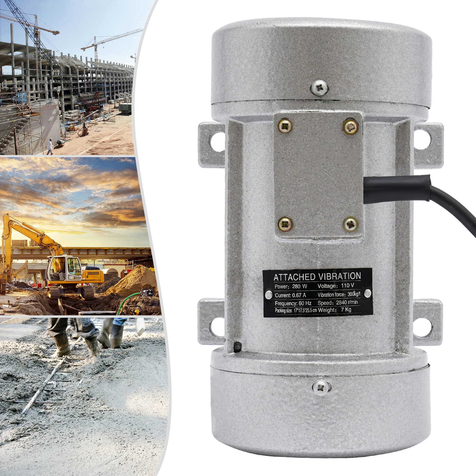 280W Rose Vibrator with High Vibration Force (2942N), 2840 RPM Speed, Easy Installation, Durable Cast Iron Construction for