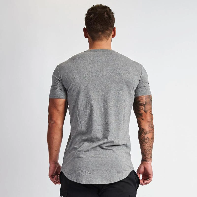 Muscleguys Summer New Arrival Fashion O-neck Mens Cotton Slim Fit Breathable Gym Sports Bodybuilding Fitness T-shirt