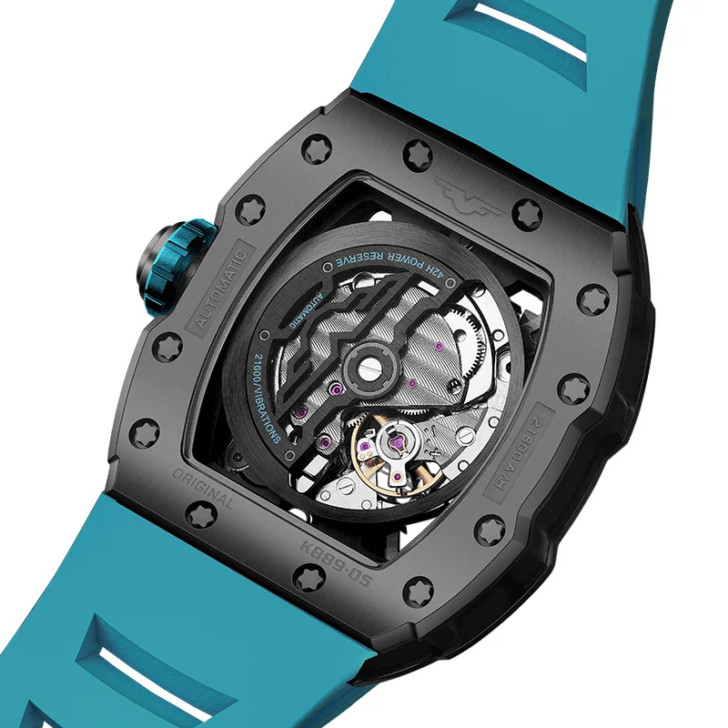 أعلى العلامة التجارية الأصلية ساعة أوتوماتيكية للرجال الراقية الفاخرة الجوف خارج كرونوغراف مقاوم للماء رجالي ساعات آلية ساعة Reloj