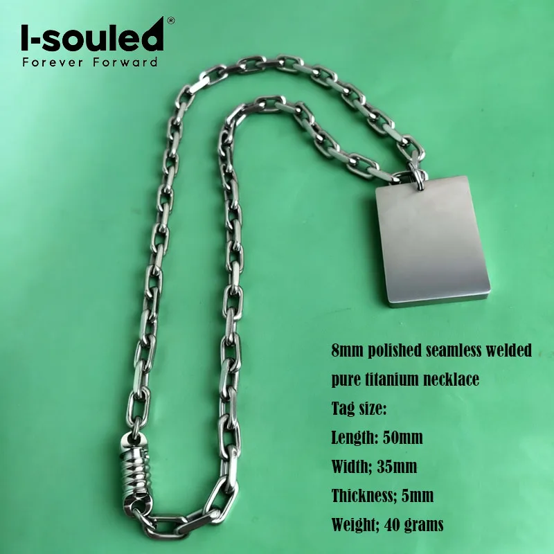 

8mm polished /stone washing seamless welded pure titanium necklace polished thread round twist buckle