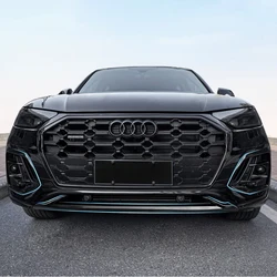For Audi Q5 2021 2022 2023 2024 2025 Black Warrior Trim Front Bumper Cover, Corner Protector, Fog Lamp Cover, Exhaust Pipe Cover