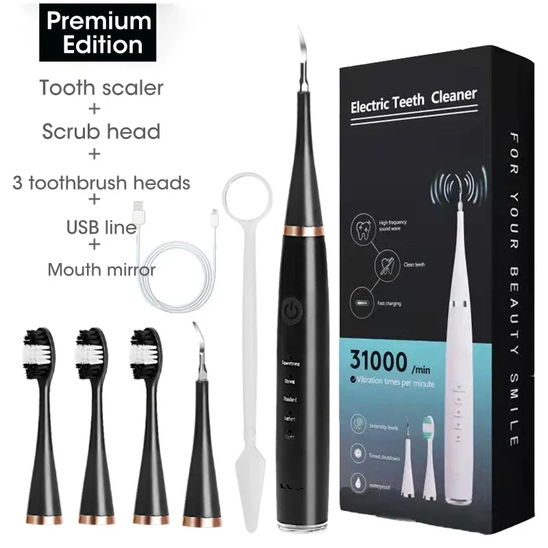 Home Electric Toothbrush with Sound Wave Cleaning Multifunctional 3-in-1 Teeth Scaling Whitening Care USB Charging Oral Cleaning